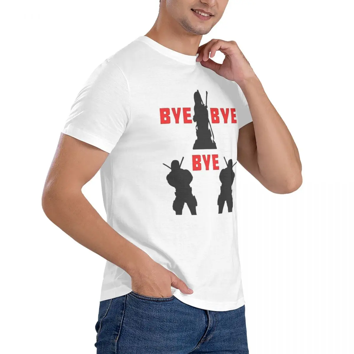 Men BYE BYE BYE T Shirts Marvel Deadpool & Wolverine Cotton Clothes Funny Short Sleeve Round Neck Tee Shirt Unique T-Shirts image 3