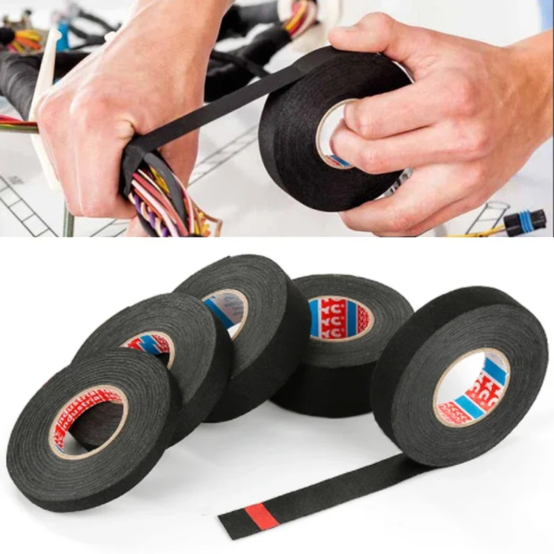 

15meters Electrical Tape Heat-resistant Adhesive Cloth Tape For Cable Car Harness Wiring Loom Width 9/15/19/25MM Dropshipping