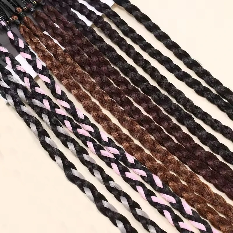 1개 합성 브레이드 가발 18인치 강력한 BB 클립 경량 박스 브레이드 포니테일 헤어피스 여성용 파티 및 일상용