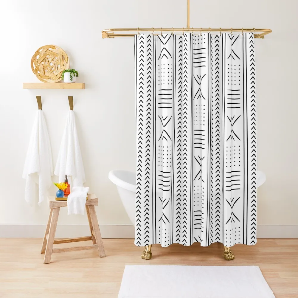 

Mud cloth Inspired (Black and White) Shower Curtain Shower Waterproof Shower For Bathroom Set Bathroom Accessorys Curtain