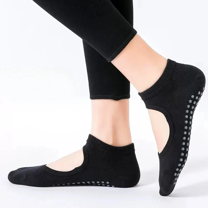 

High Quality Women Pilates Socks Anti-Slip Breathable Backless Yoga Socks Ankle Ladies Ballet Dance Sports Socks for Fitness Gym