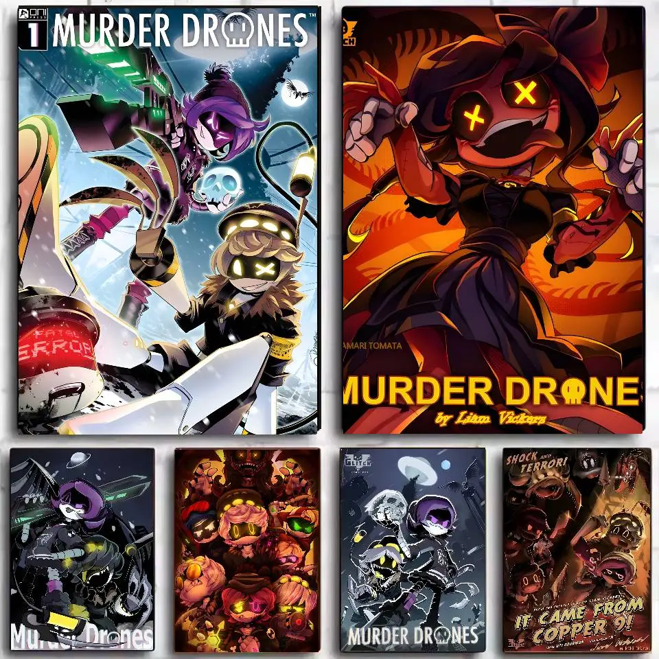M-Murder Drones Classic Movie Poster Self-adhesive Art Waterproof Sticker Coffee House Dorm Room Wall Decor