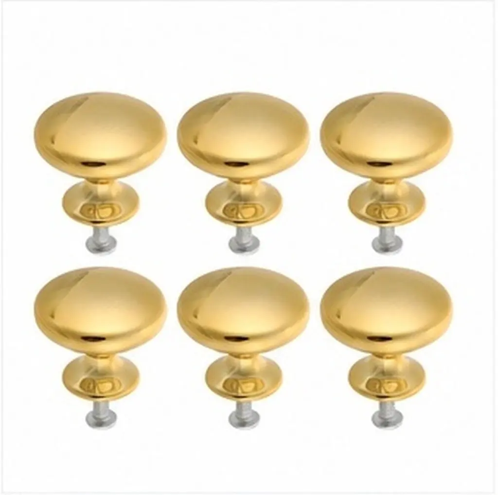 6Pcs Modern Mushroom Style Cabinet Pull Zinc Alloy Brushed Finish Round Drawer Knob Easy Install for Cupboards Dressers Bins
