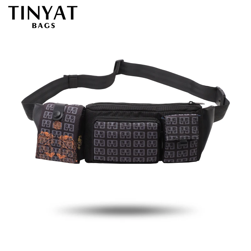 

TINYAT Men's Fanny Packs Purse Casual Large Phone Money Male Waist Bag Pack Women's Belt Pouch Waterproof Travel Banana Bum Bag