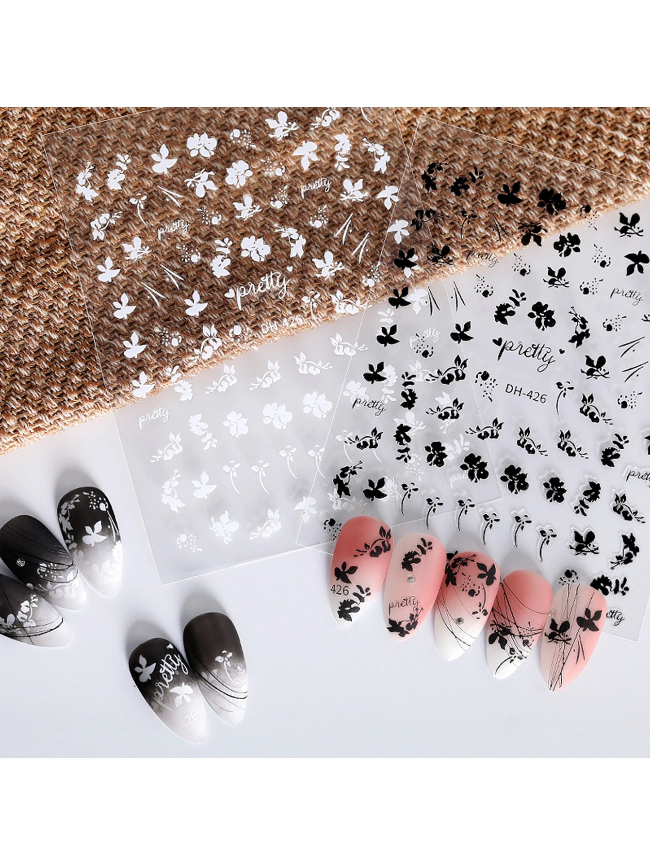 กลวงออกสติ๊กเกอร์ติดเล็บรูปดาวห้าแฉกที่เรียบง่ายพราวมือทาสีดอกไม้สติกเกอร์ทองและเงินกดร้อนรายการตกแต่ง