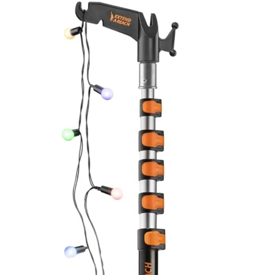 5- Long Telescopic Extension Pole with Utility Hook// Telescoping Pole for Christmas Lights Installation String Lights Birdfeed