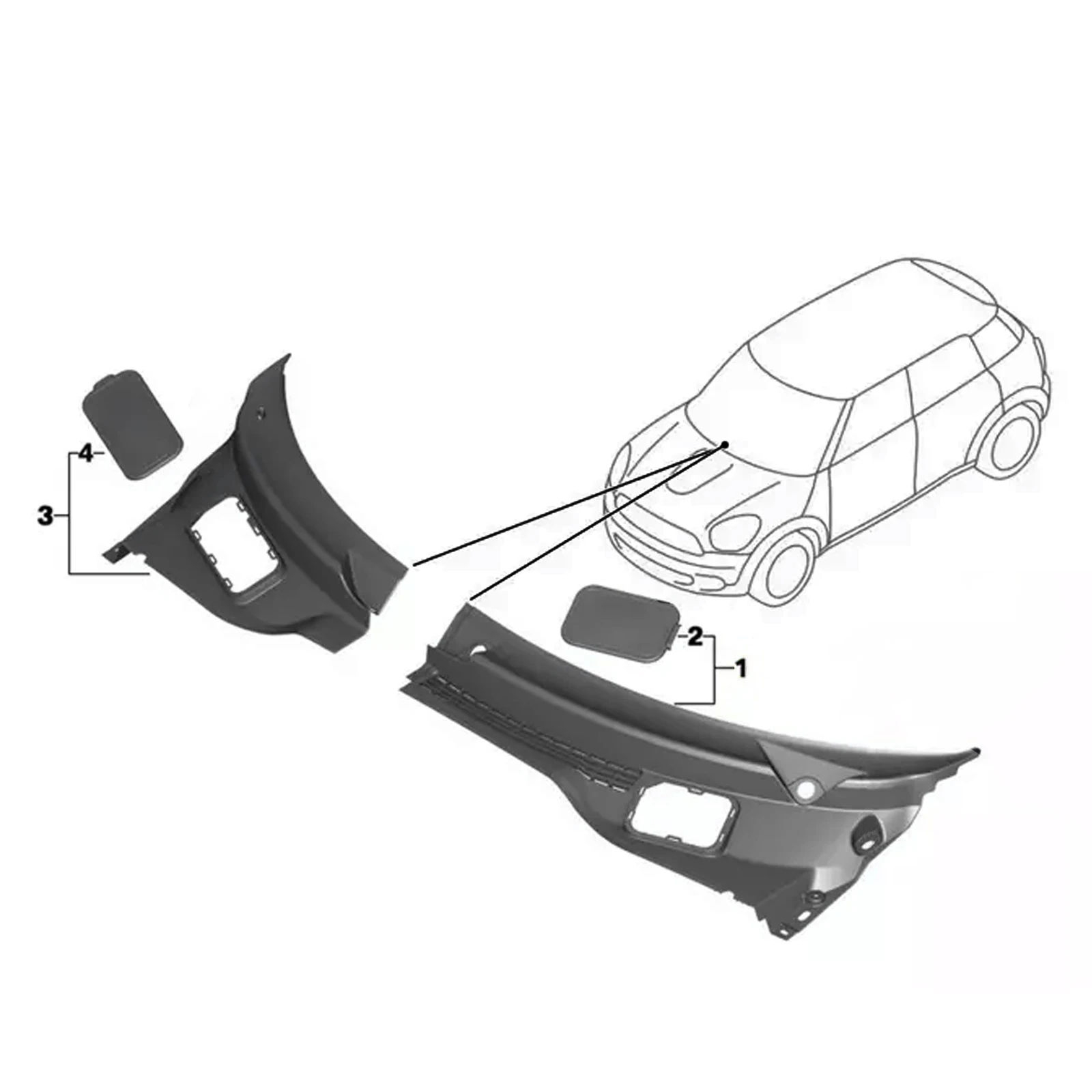 

Car Part LHD Front Windshield Cowl Panel Water Guide Plate 51719808095 51719808096 for Mini R60 R61 Left Hand Drive
