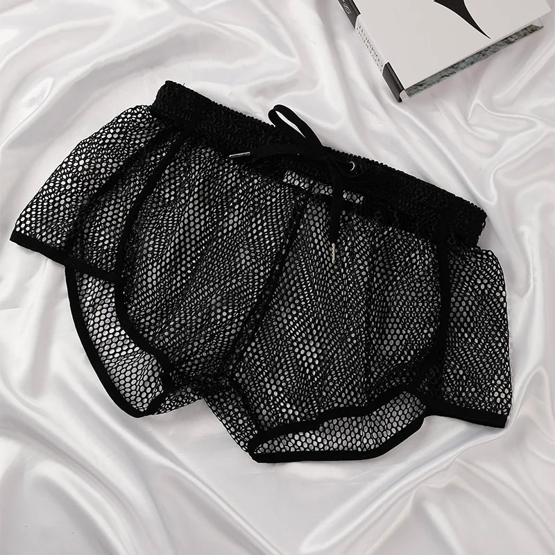 Loszittende heren Aro shorts mesh boxershorts doorschijnend ademend ondergoed sexy huisbroek