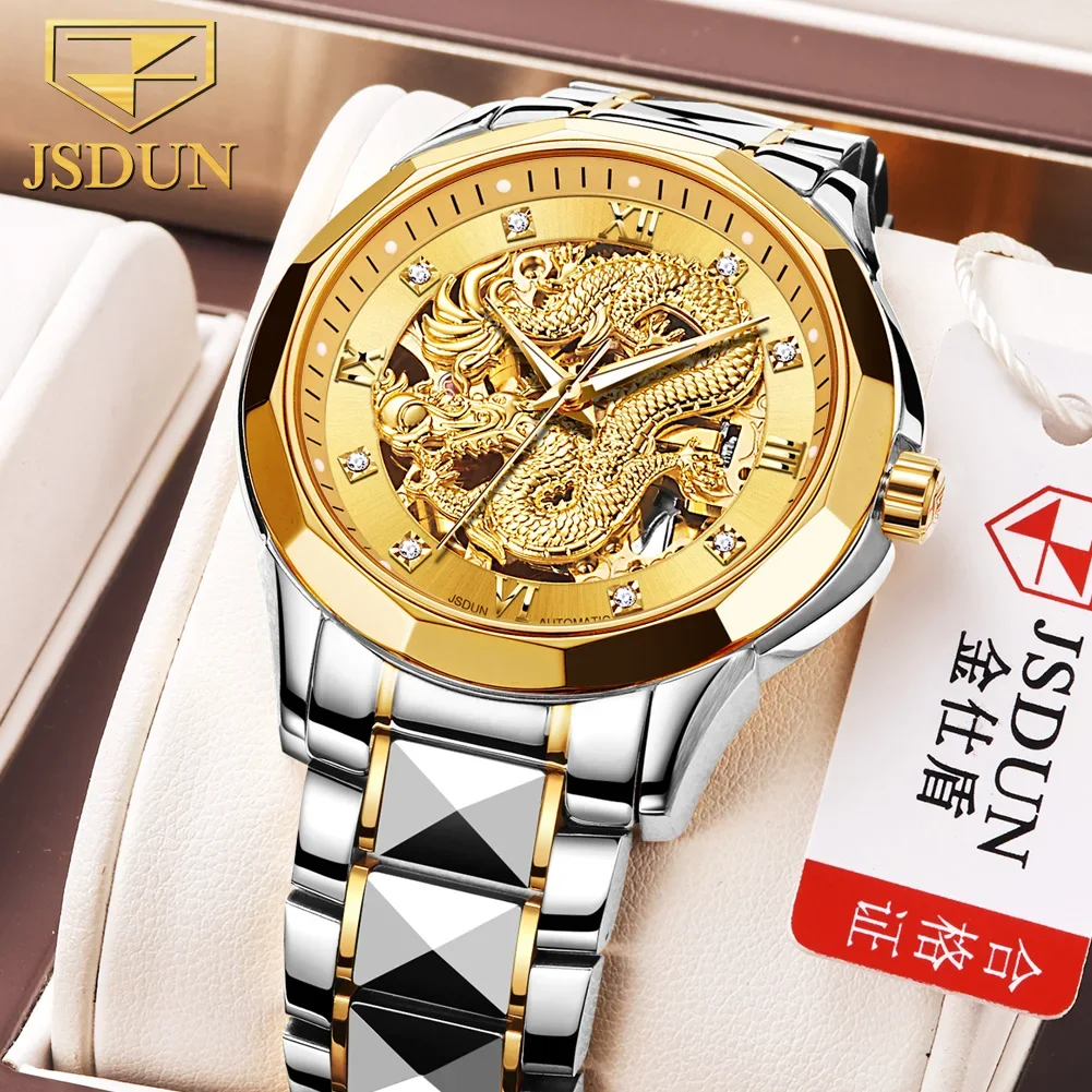 Imagem -06 - Jsdun Relógios Mecânicos Automáticos para Homens Relógios Impermeáveis Tungsten Steel Strap Negócios 8840