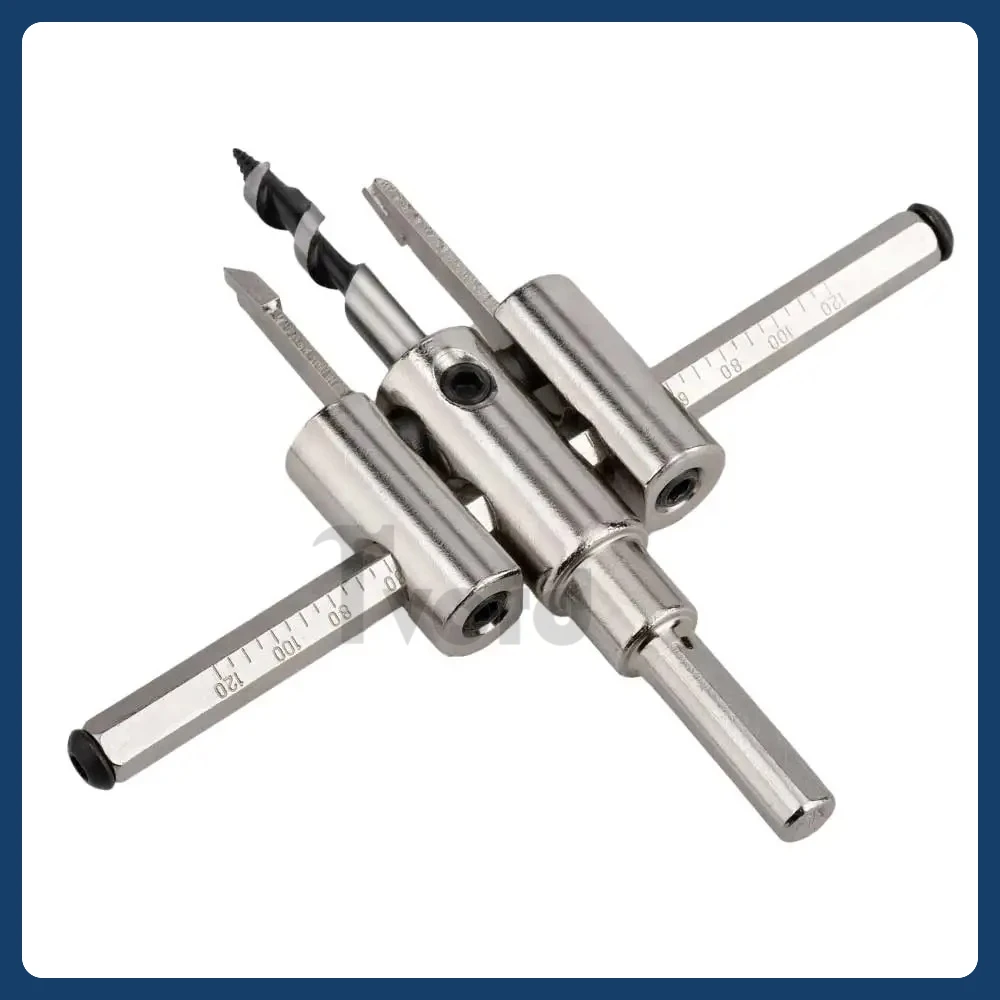 

Nickel Plated Aircraft Hole Opener 120/200/300mm Household DIY Adjustable Integrated Ceiling Woodworking Hole Expanding Drill