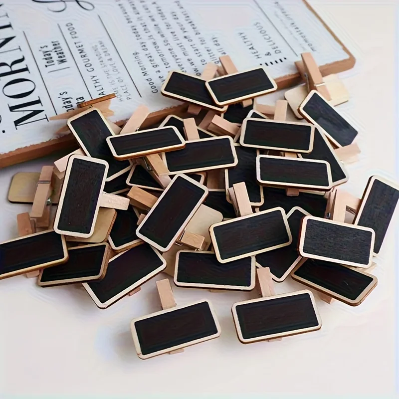 40A mini rectangular blackboard，Wooden clip message board signs and label clips、Small price tag notepad clip、Photo folder、Weddin