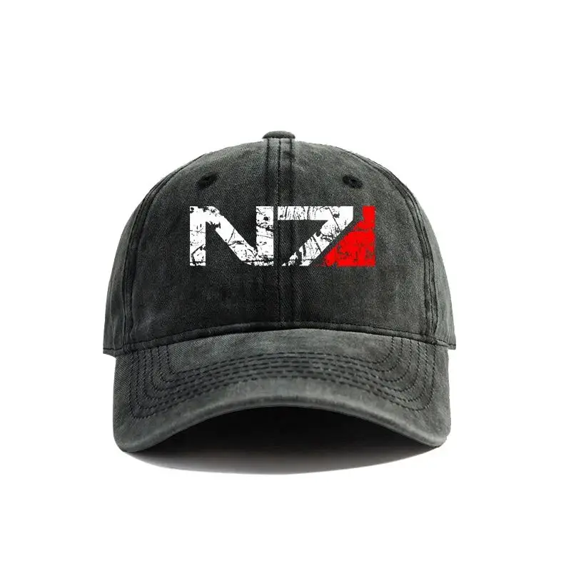 2025 Mass Effect N7 Baseball Caps Distressed Hats Cap Men Women Retro Outdoor Summer Adjustable N7 Hats Fashion