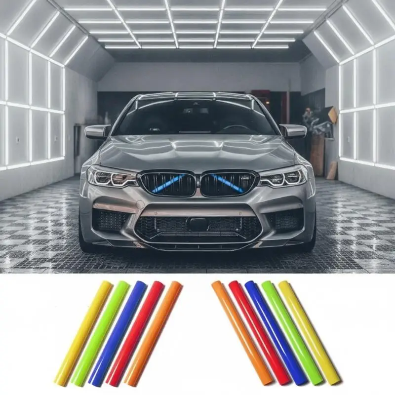 2Pcs Universal Multicolor Car Front Grille Trim Strips Waterproof Easy Installation Perfect For Exterior Styling