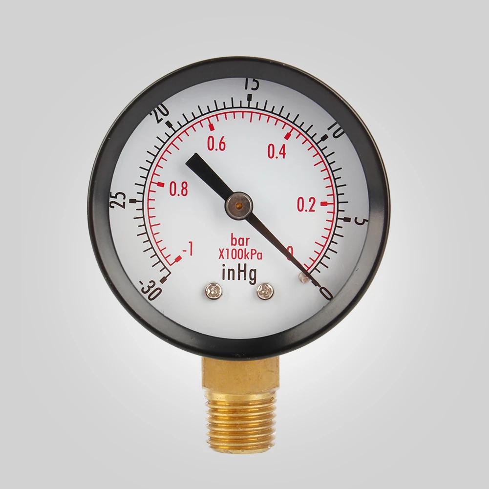 

2in Vacuum Pressure Gauge 0-30inHg Accurate Easy to Read Pressure Gauge 1/4in NPT Lower Mount Professional Pressure Gauge