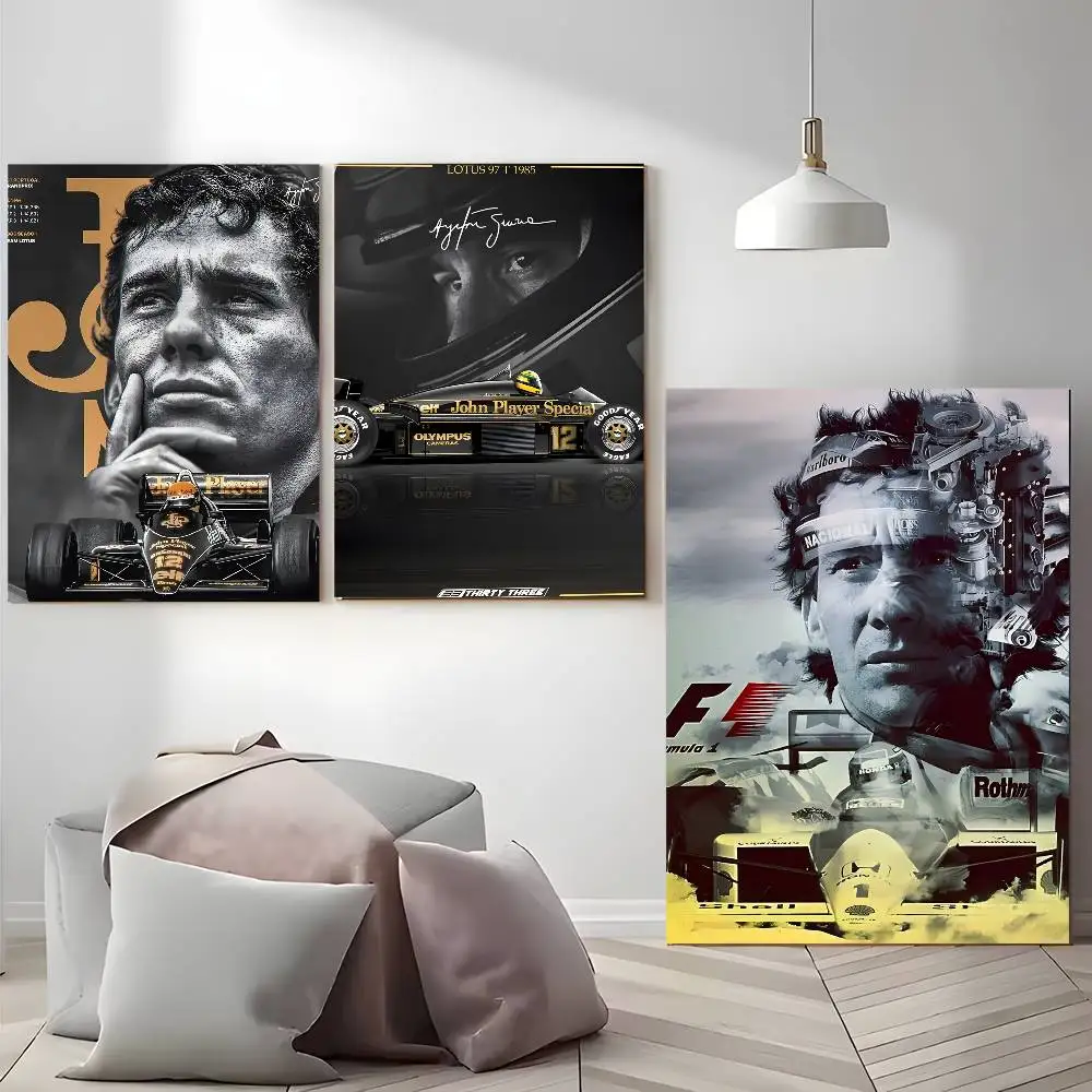 A-Ayrton Senna Formula Racing Poster  Self-adhesive Art Waterproof Paper Sticker Coffee House Bar Dorm Room Wall Decor