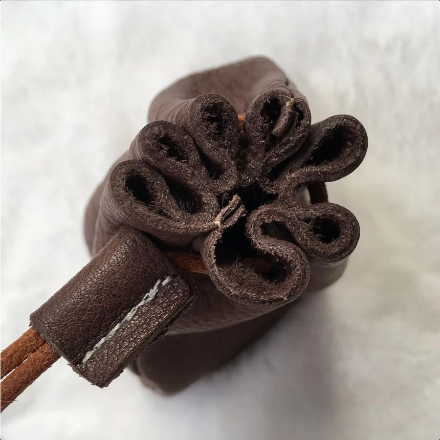 Fantastic Workmanship Genuine Leather Drawstring Coin Purse