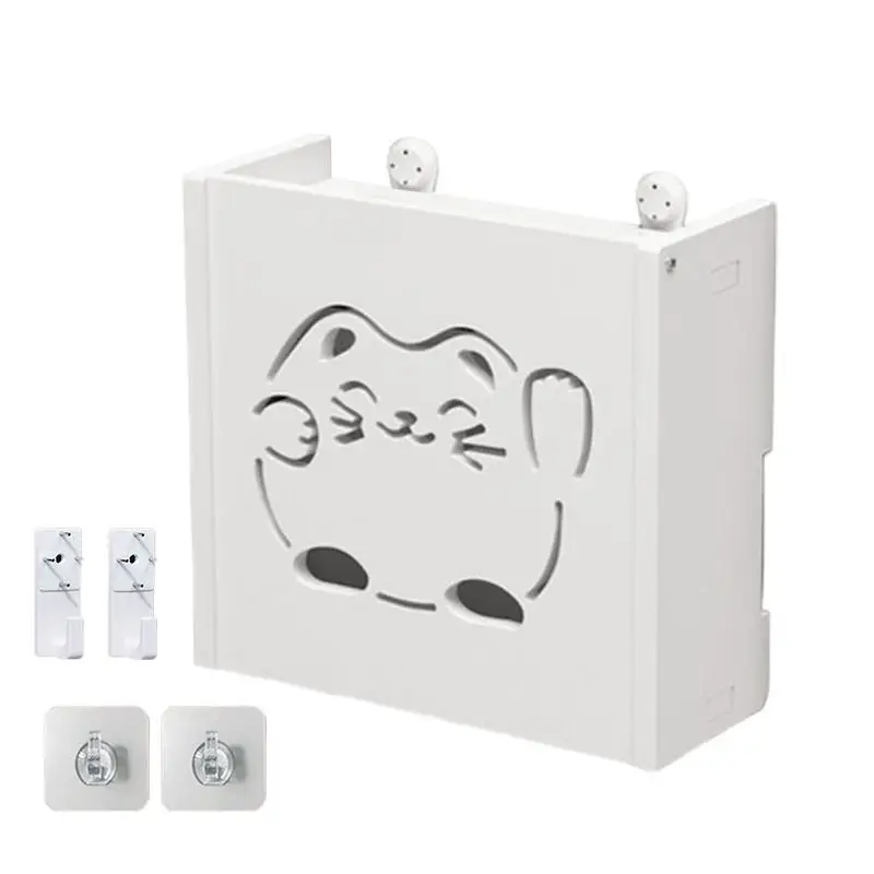 Router Storage Holder Hollow Wall Mounted Storage Box For Router Cute Router Organizer Box WiFi Router Holder For Remote