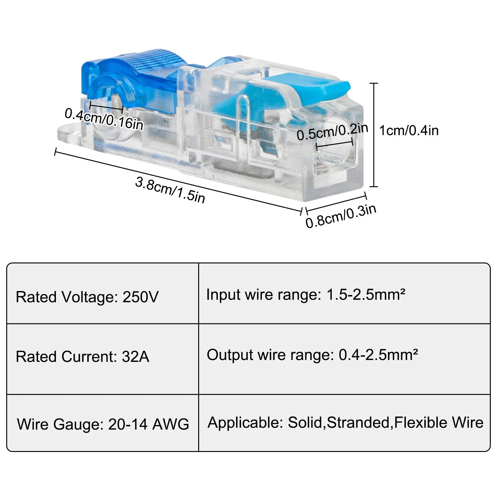 30Pcs T-Tap Wire Connectors with Transparent Cover, 32A Quick Splice Terminals for Car Boat Home Wiring