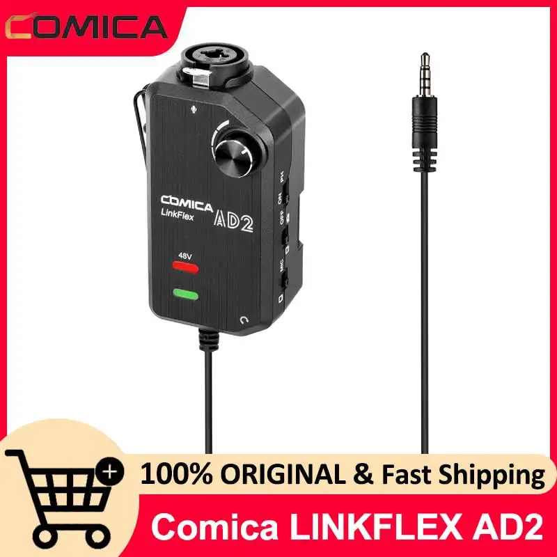 

Comica LINKFLEX AD2 Audio Interface for iPhone Android Smartphones/DSLR Cameras, Audio Preamp Adapter with 48V Phantom Power