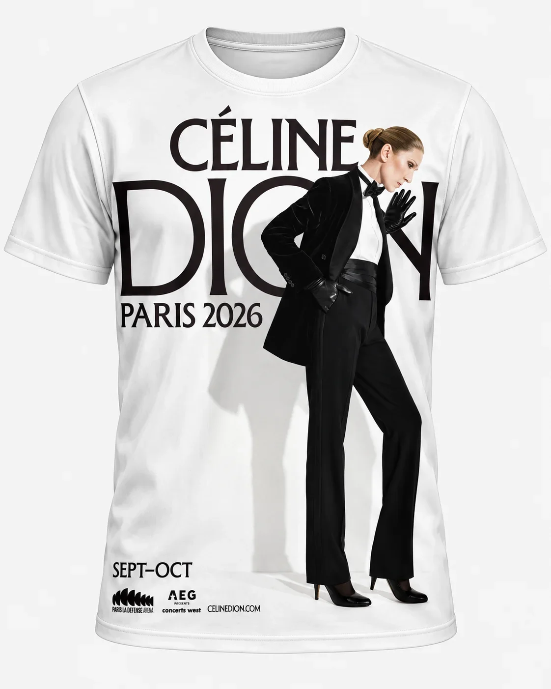 Celine Dion Paris 2026 Comeback Show Portrait Graphi Tees 3D Print T-Shirt Unisex Men Women Streetwea Top Family Look Y2k