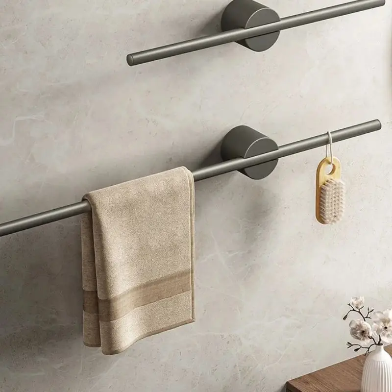 Bathroom Towel Rack Removable Wall Mounted Towel Hanger Space Aluminum Shower Room Shelf Towel Bar Kitchen Storage Rack