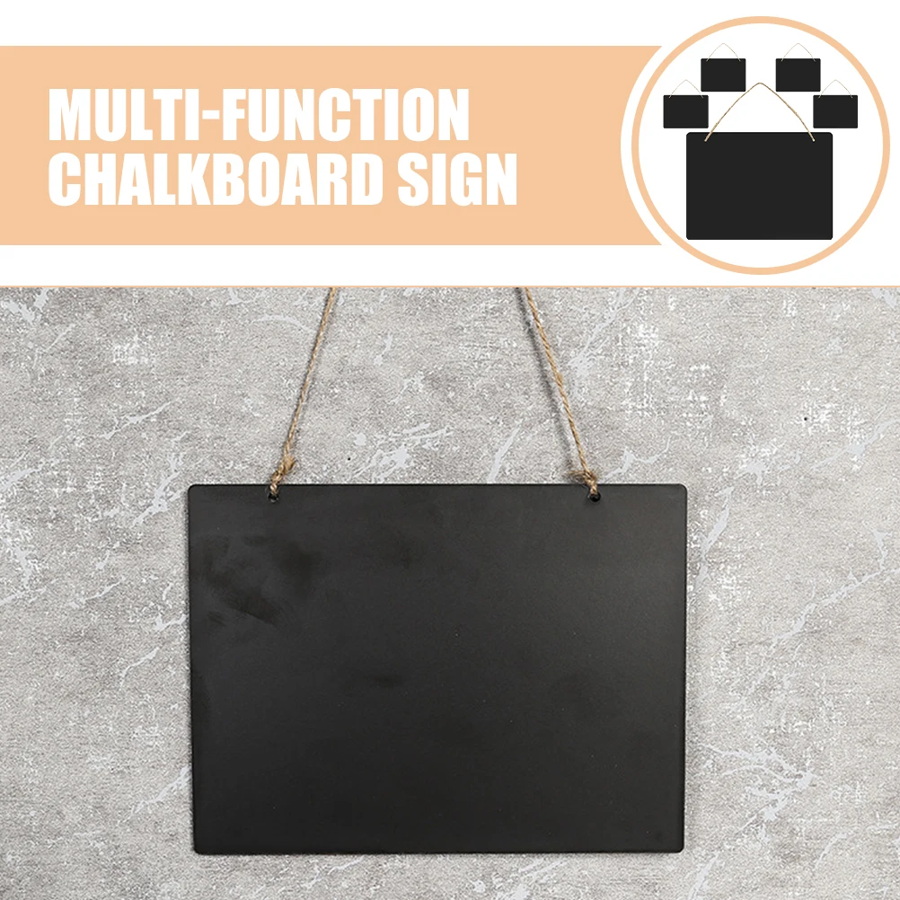 

5pcs Small Chalkboard Signs with Lanyard Hanging Wall Wooden Mini Blackboards for Indoor Decoration Gift Shop Use