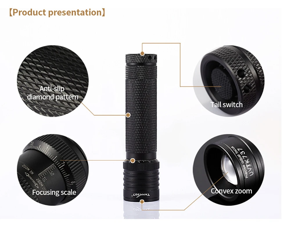 Imagem -04 - Potência Ndt 395nm uv Led Zoom Luz Lanterna Gel Cura Lâmpadas Torchlight 18650 Li-ion Bateria Tank007 Tk737-uv de Alta