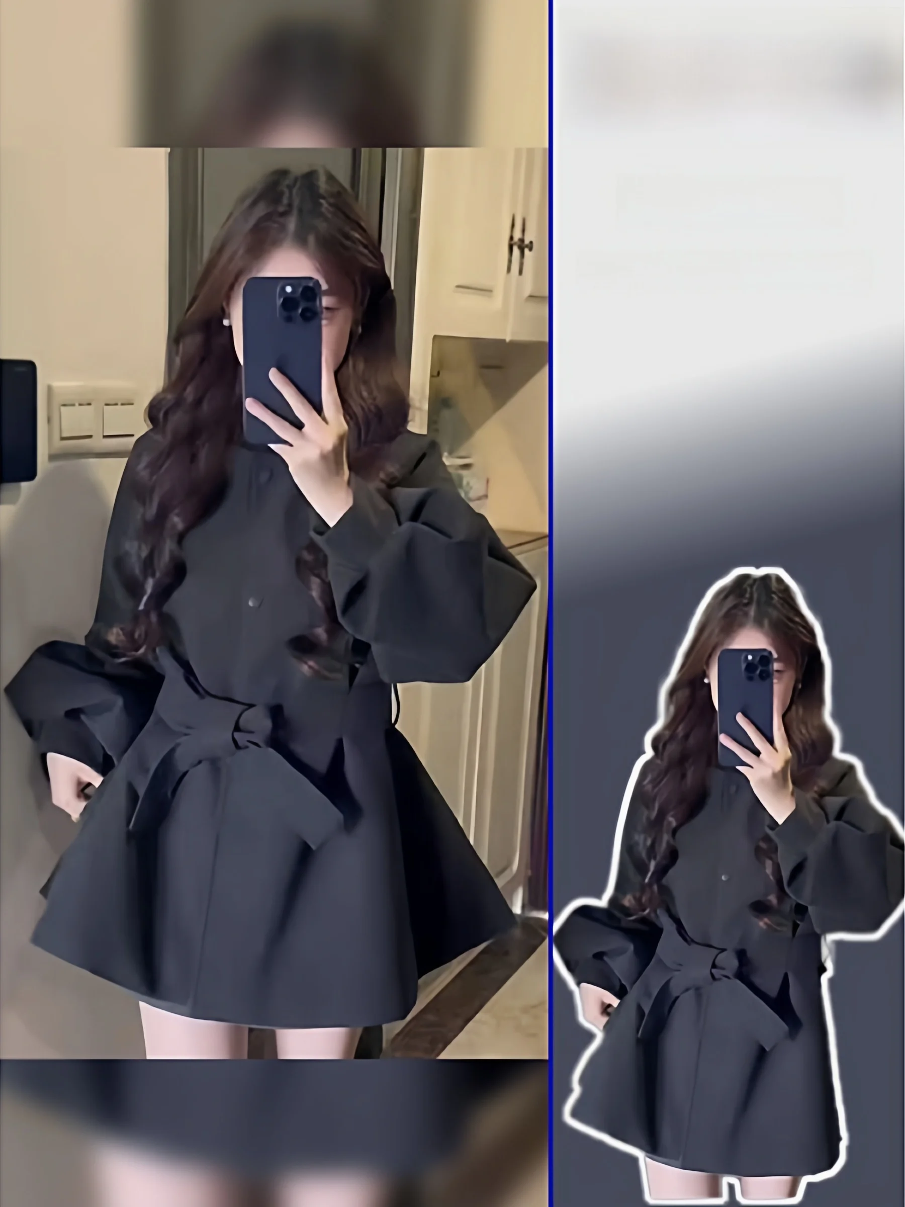 

Женское корейское винтажное шерстяное пальто больших размеров с круглым вырезом и рукавами-фонариками, утепленное, с эффектом утяжки талии, для весны и осени