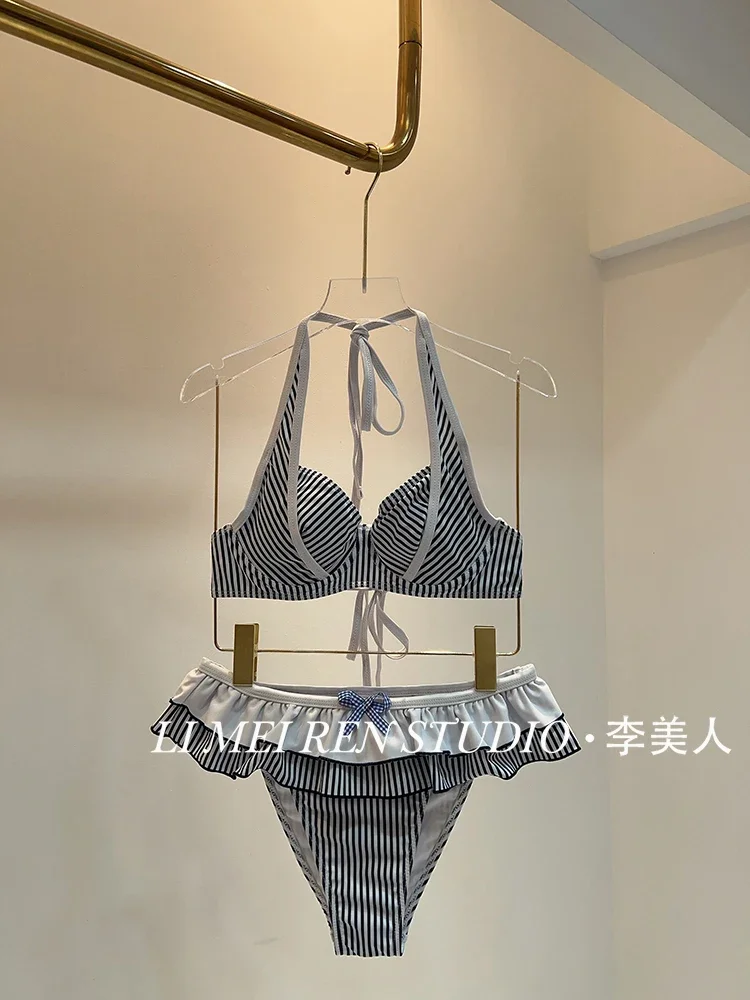 New sexy hot girl striped mini skirt bikini swimsuit for women