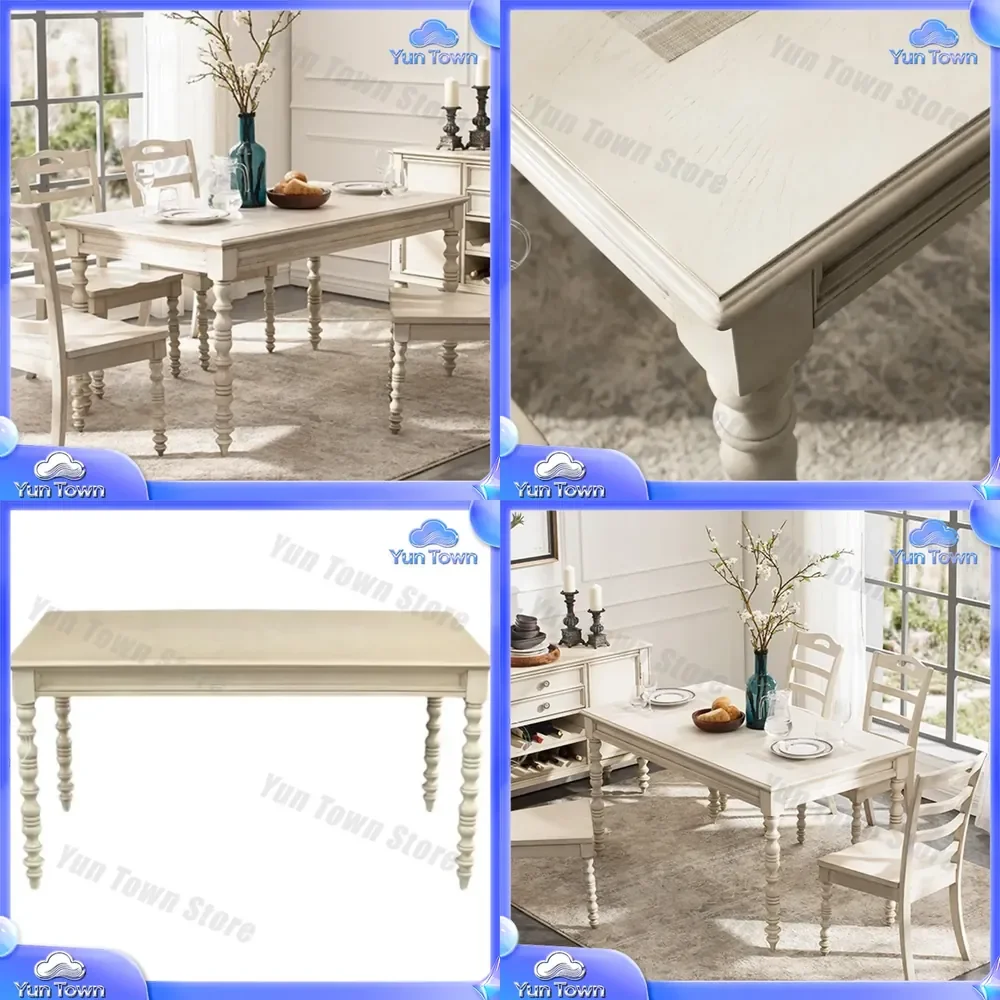 for American pure solid wood dining table and chairs set cream minimalist rectangular small apartment dining furniture for