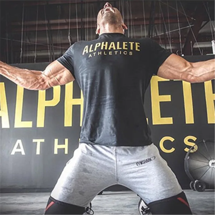 Männer Muscle Shirts Baumwolle Elastische Slim Fit für Männer Workout Lässige Bodybuilding T-shirt Brief Gedruckt