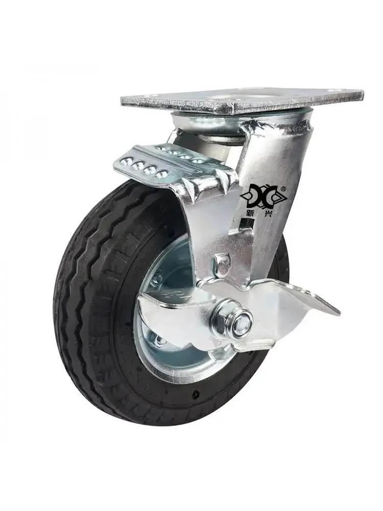 1 Pc Caster Heavy 6-inch Inflatable Directional Wheel Rubber Air Wear-resistant Hotel Luggage Cart Factory 4