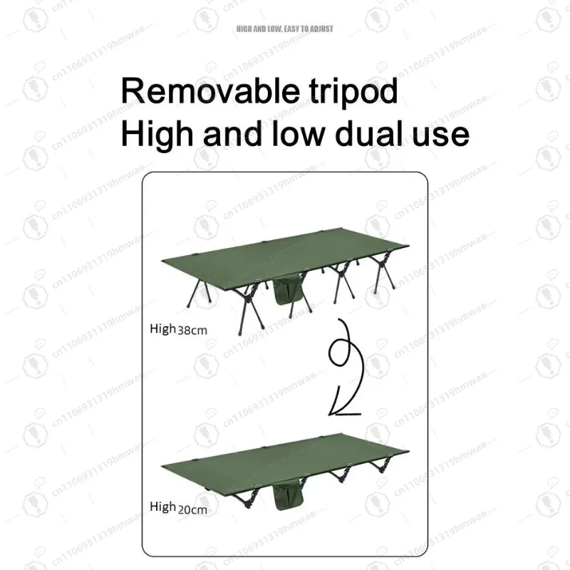 King Size 210cm Portable Aluminum Camping Stretcher Bed Outdoor Folding Rollaway Bed Heavy Duty