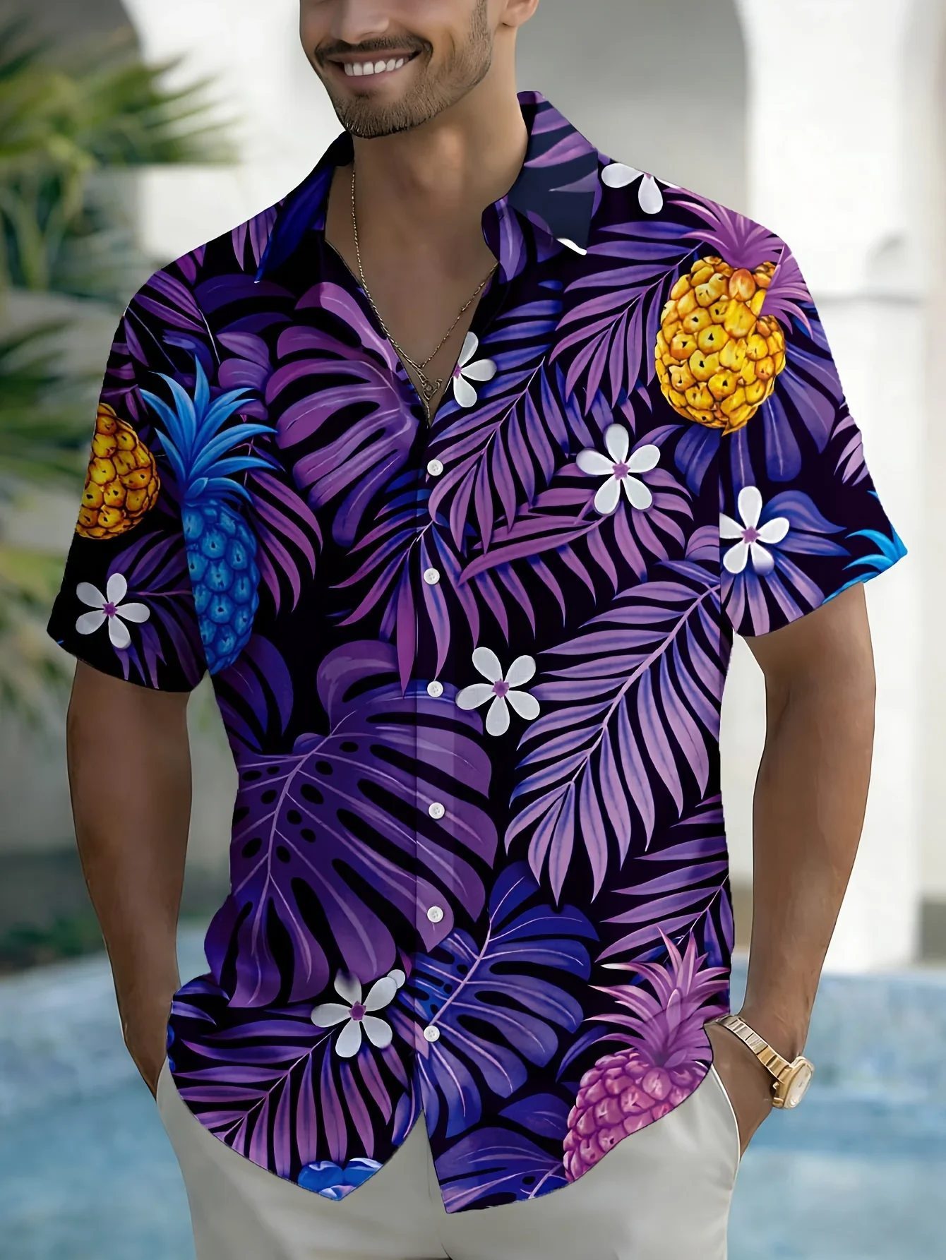 

Men's Casual Vacation Shirt SummerMan Women Short Sleeve Hawaiian Fashion Print Breathable Beach Tops