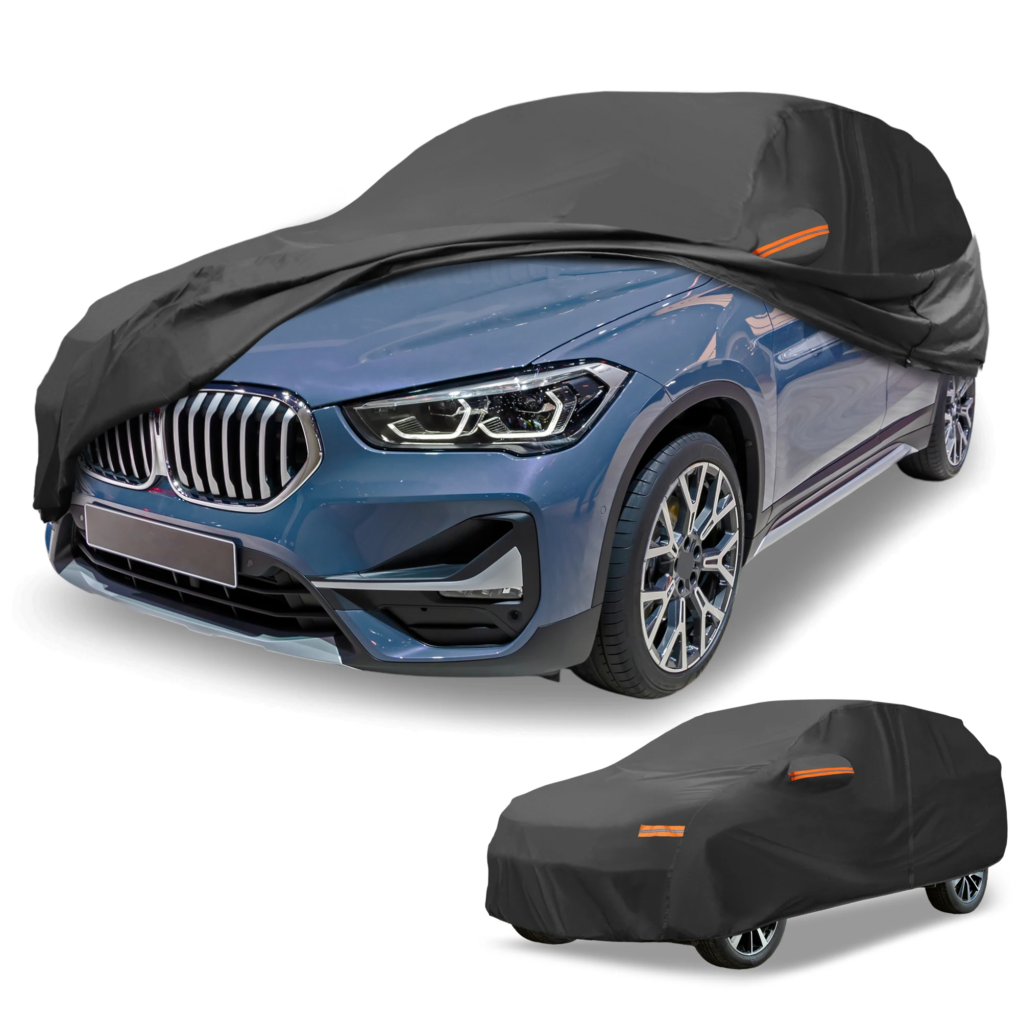 

UXCELL Universal Car Cover Waterproof All Weather 190T-PU UV Sun Rain Protection for SUV with Left Side Zipper 460x185x140cm
