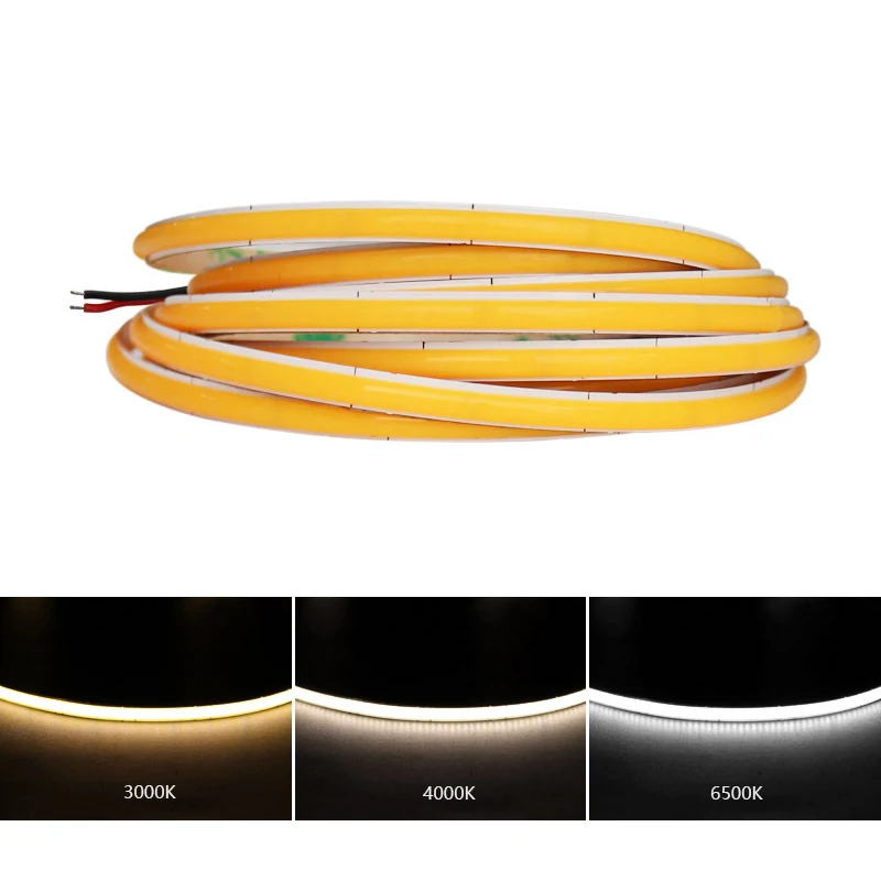 4mm Flexible COB LED Strip Light  Tape Lighting 12V 480leds Ra 90 3000K 4000K 6000K