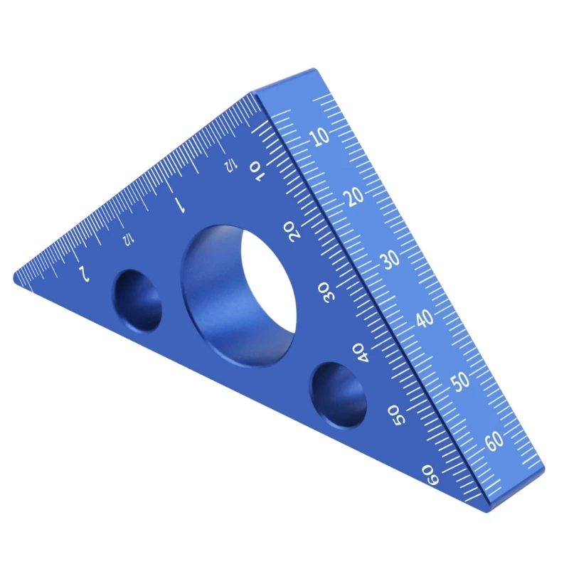 

Inch Metric Triangular Ruler Aluminum 45/90 Degree Multifunction for Carpenter Woodworking Square Measurement Tool