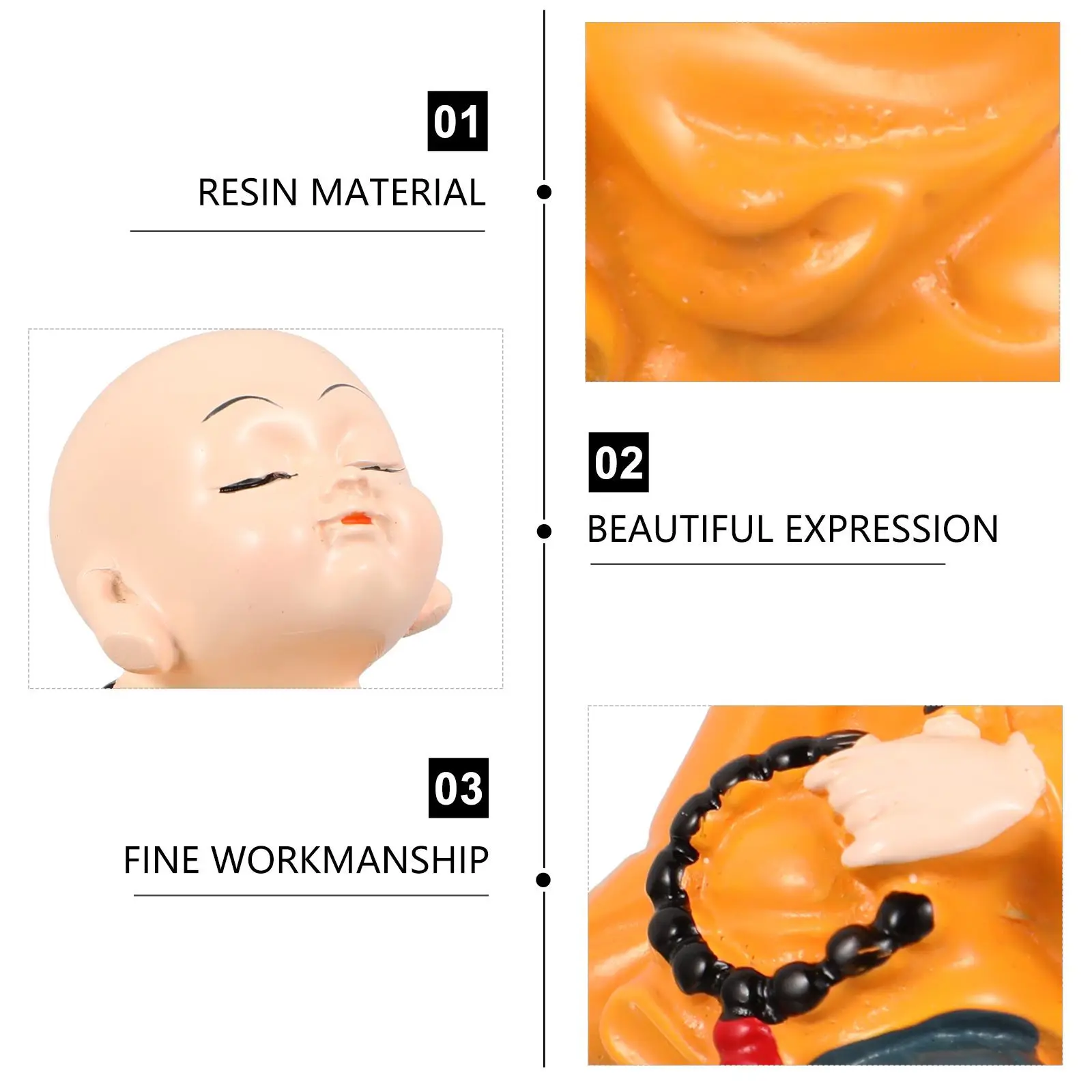 

4Pcs Resin Ornament Non Fading Desktop Decor Portable Mini Zen Monk Craft Home Decoration Gift Desktop Decor