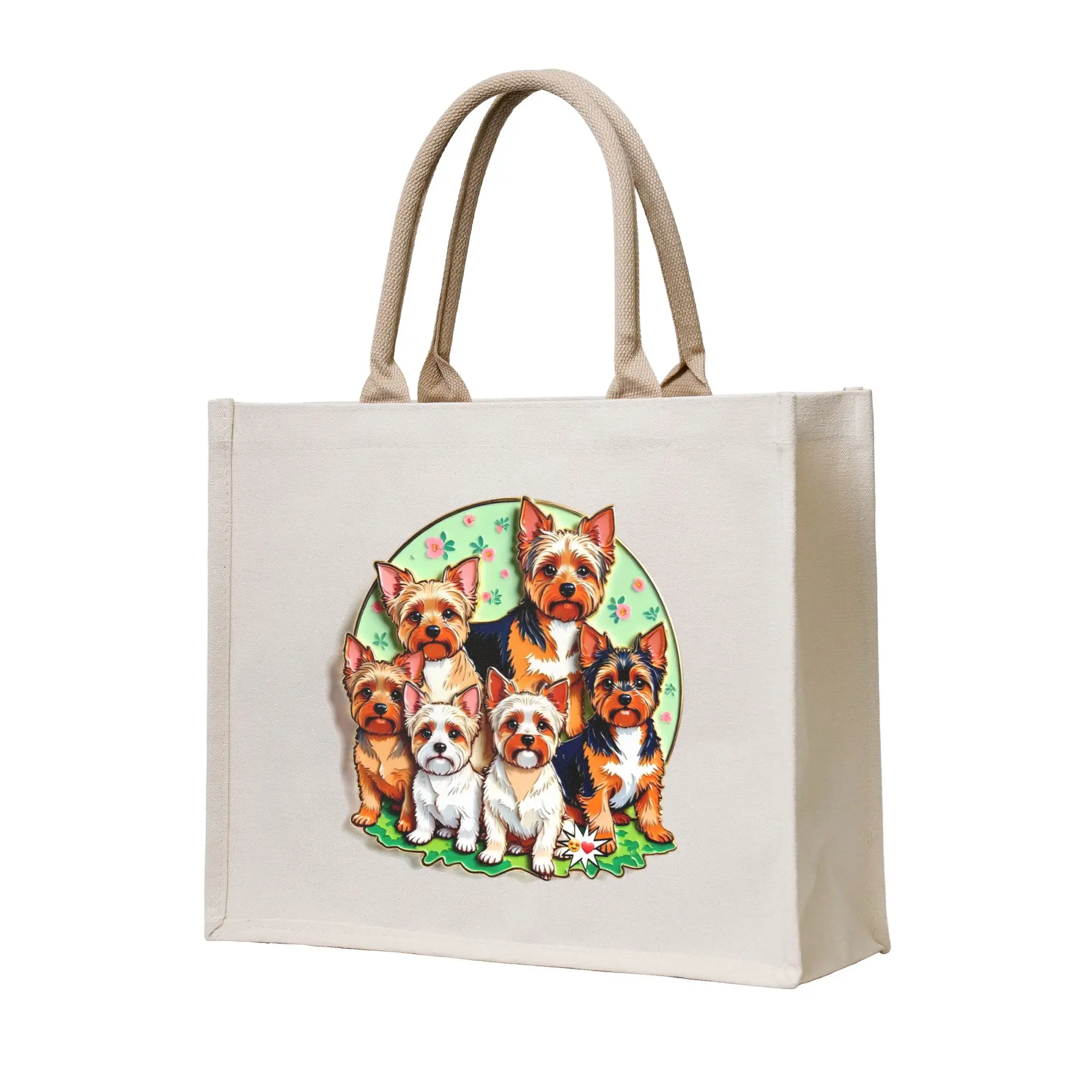 Yorkshire Terrier Stars Grocery Shopping Bags Custom Shopper Shoulder Tote Bags Big Capacity Portable Yorkie Dog  Handbag