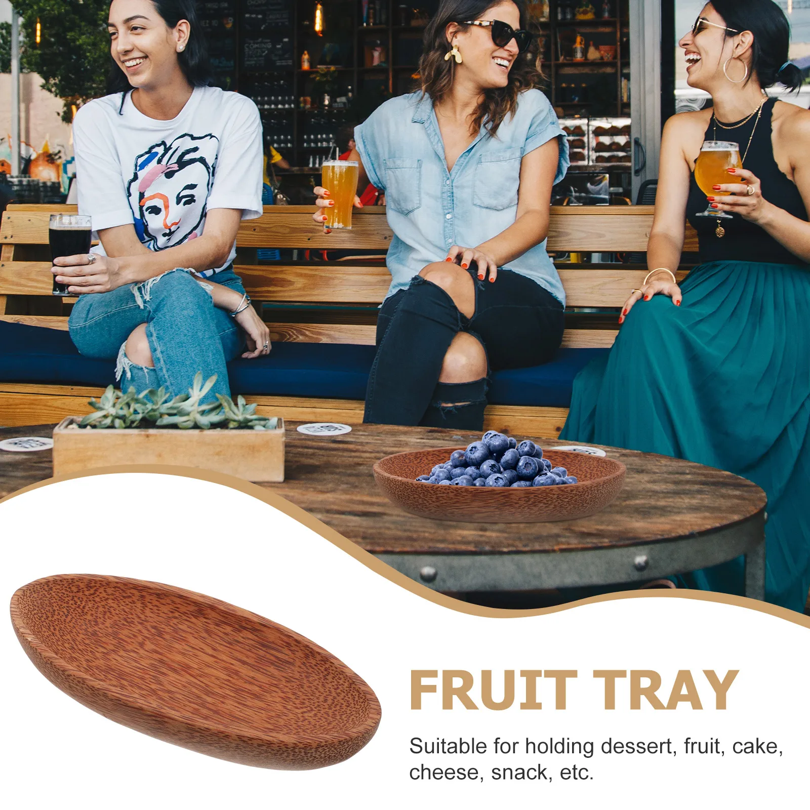 

Wooden Fruit Tray Simple Desktop Decorative Tray Food Serving Cake Dessert Snack Plate Dessert Displaying Holder