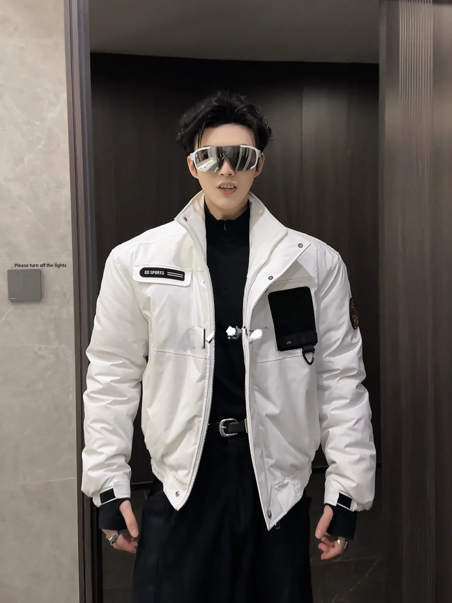 

High Quali Men's Rider Jaet Stand Collar Cotton Workwear Magic Tape Design Faionable Youthful Autumn Winter Coat