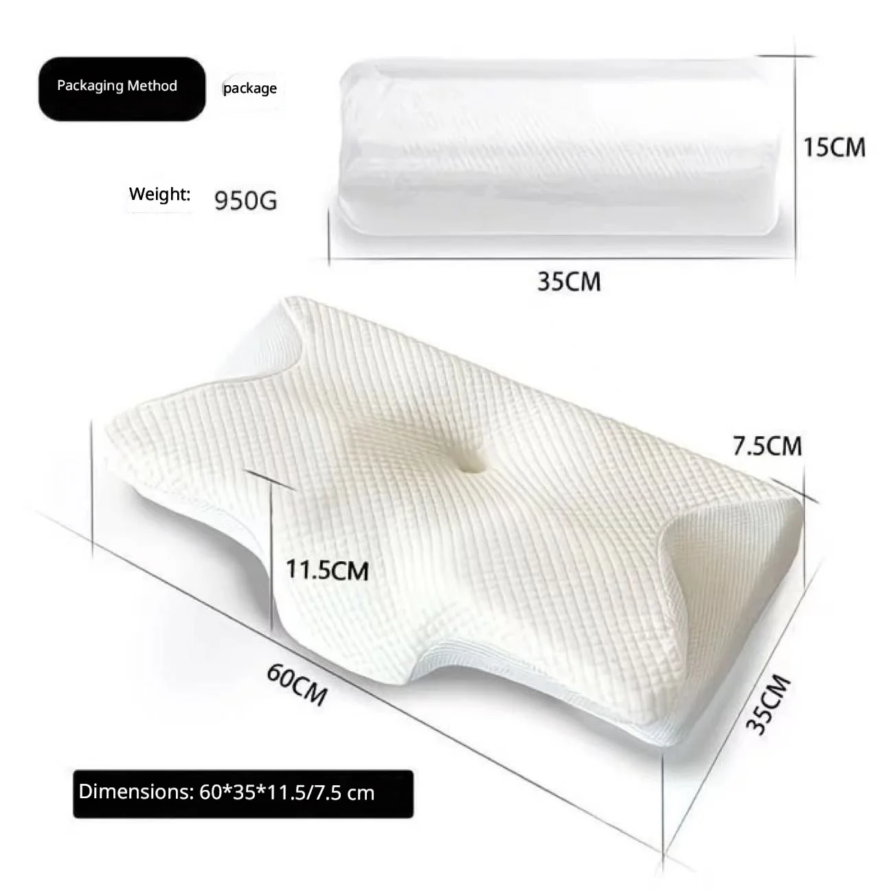 Cervical Memory Foam Pillow for Neck Pain Relief, Ergonomic Orthopedic Contour Support Pillow for Side, Back, Stomach Sleepers,