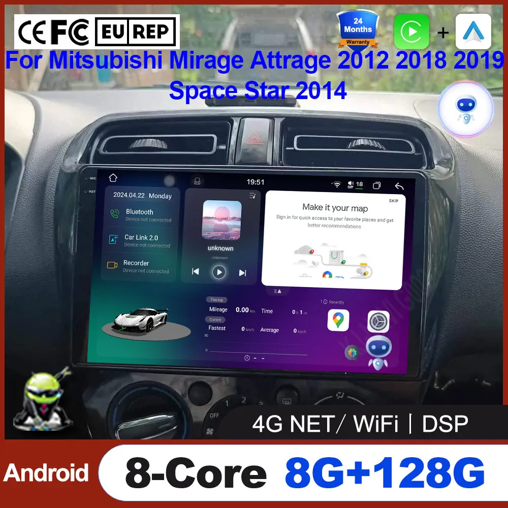 

Android 14 Car Radio For Mitsubishi Mirage Attrage 2012 2018 2019 Space Star 2014 GPS Navigation Video Carplay Auto 4G WIFI QLED