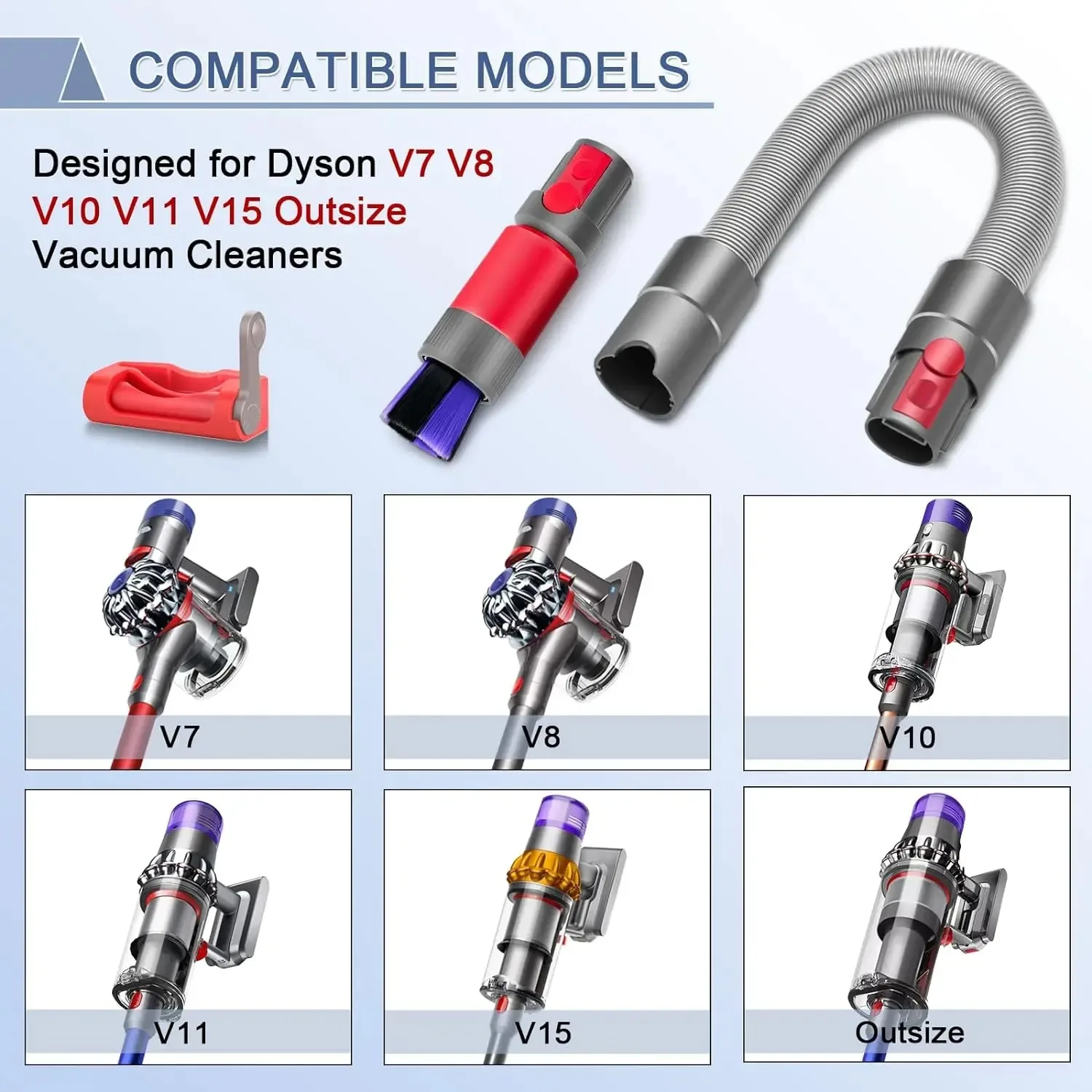 For Dyson V7 V8 V10 V11 V15 Vacuum Cleaner Attachment, Scratch-free Dusting Brush  Flexible Extension Hose Replacement Parts