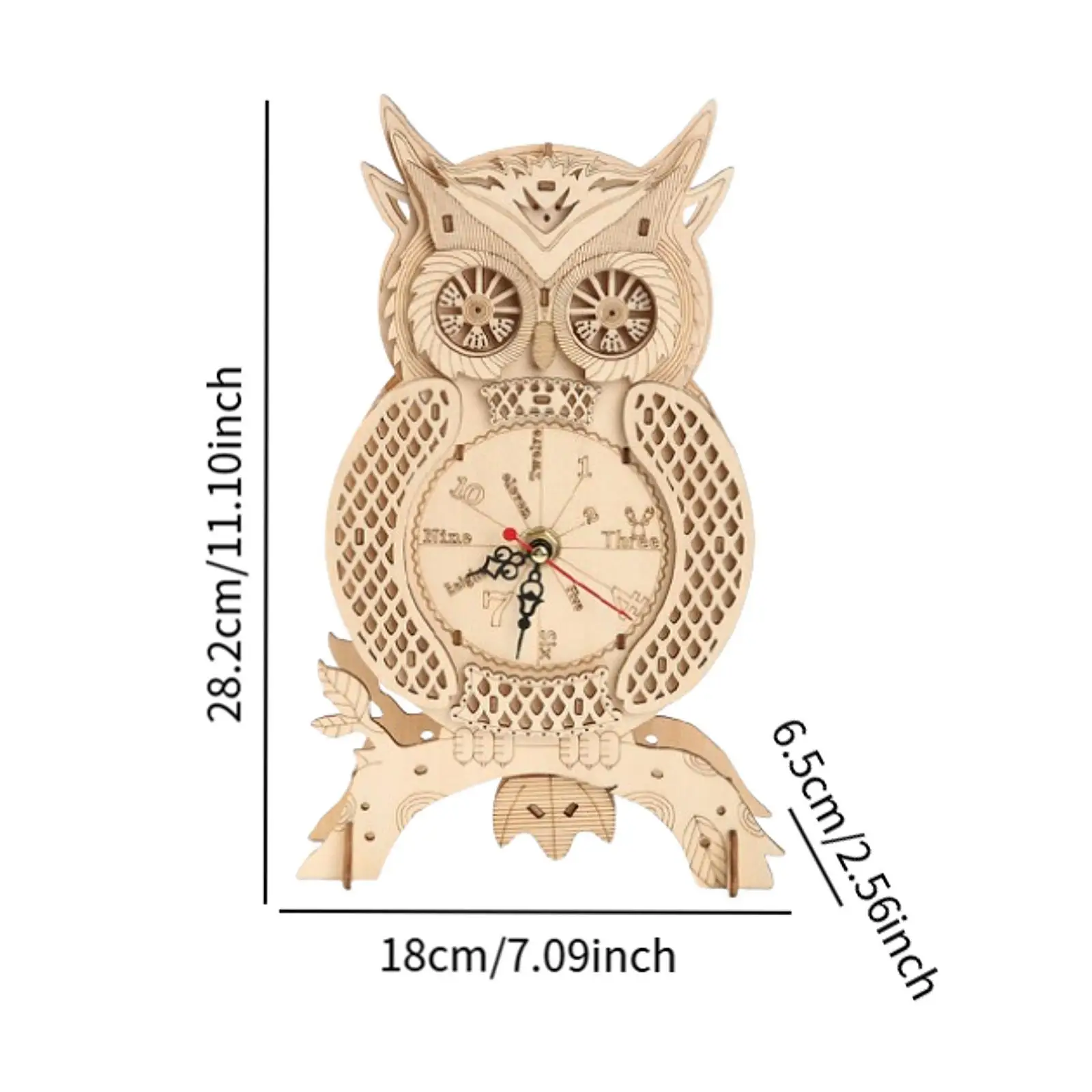 Wooden Owl Clock 3D Puzzle Creative Assembly Kit Children Early Learning Toy Desk Ornament Birthday Gift