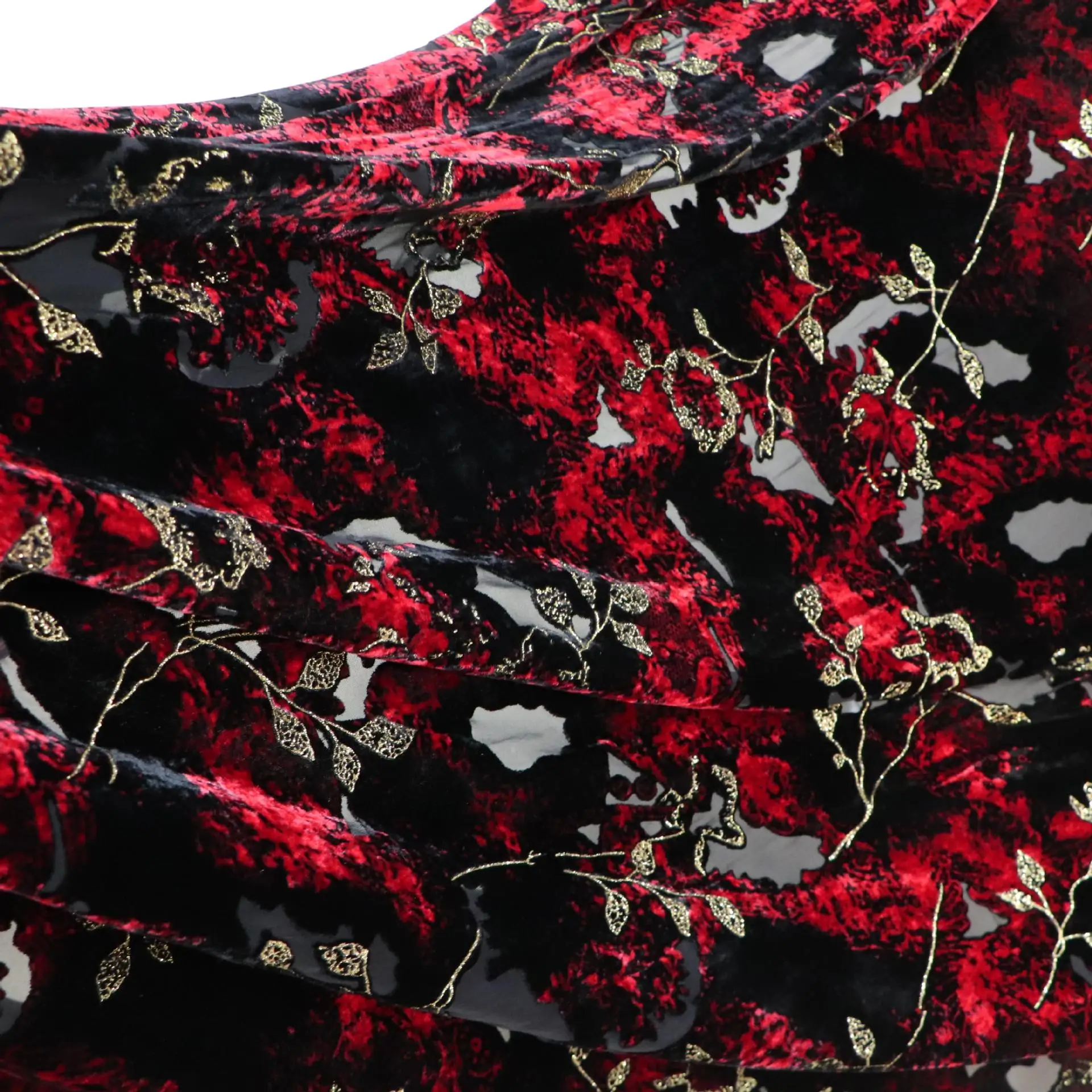 black red Clothing Textile Rotten Brocade Velvet Printed Velvet Fabrics