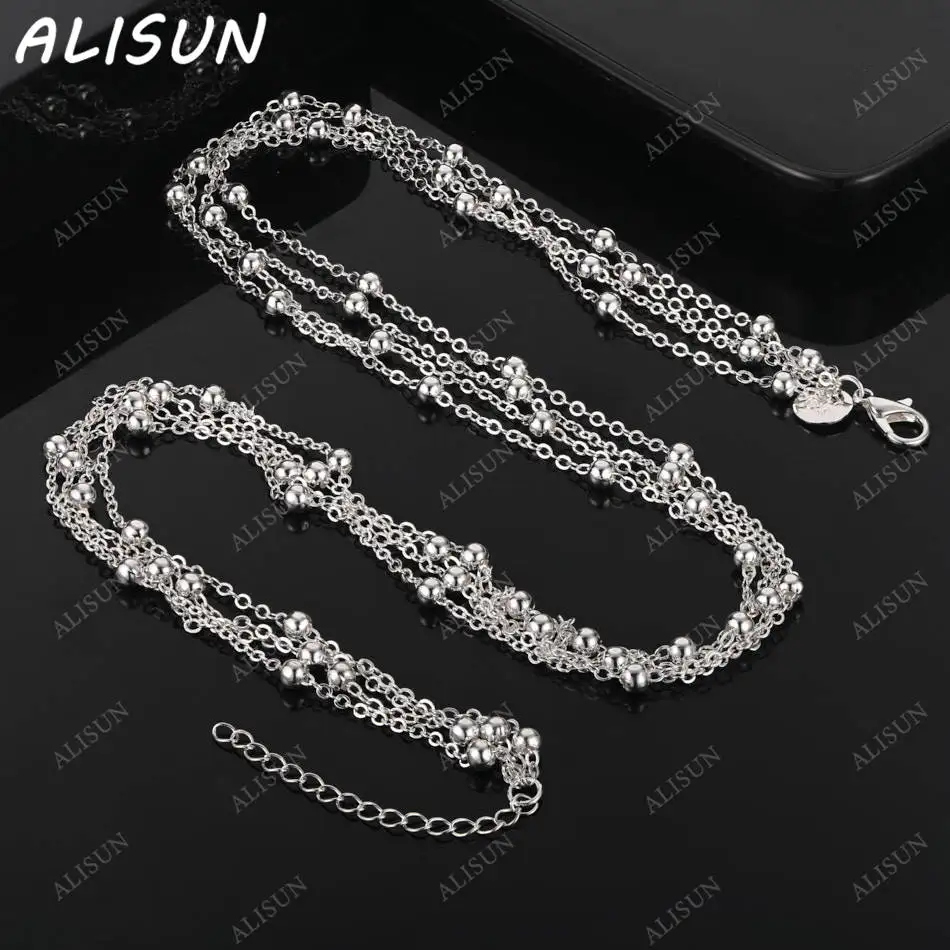 

ALISUN 925 Sterling Silver 45cm Multiple Beads Necklace For Women Creativity Gifts Street All-match Party And Daily Wear