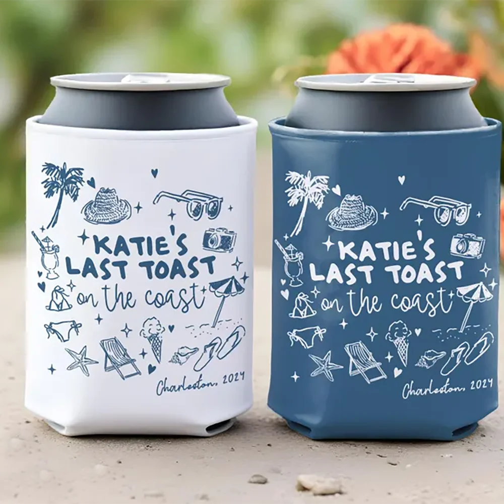 

Personalized 5Pcs Coastal Bachelorette Party Can Coolers Cup Holder Wedding Souvenirs Engagement Items for Team Bride Gifts