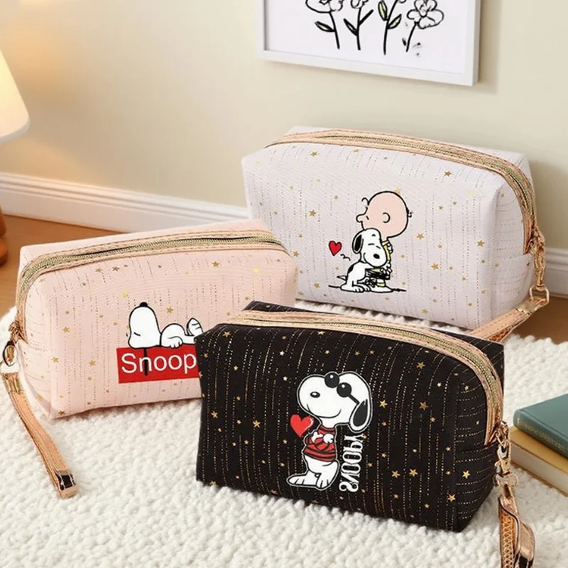 

Snoopys Makeup Bags Cartoon Anime Portable Zipper Cosmetic Bag Waterproof Travel Storage Wash Bags Women's Handbag Birthday Gift