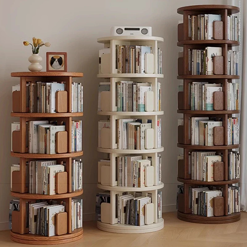 Rotating BookShelf Wood Multifunction Bookcase Living Room Assembly Shelves Aesthetic Corner Shelf Multilayer Modern Furniture